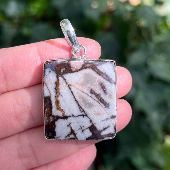 925 silver overlay square jasper pendant‎ - Picture 3 of 8